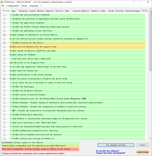 W10Privacy v6.3.0.1 中文绿色版界面