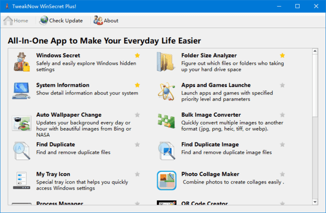 TweakNow WinSecret Plus!(系统优化软件) v10.0.2 便携版 软件界面