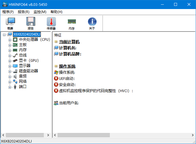HWiNFO 硬件信息检测工具软件截图