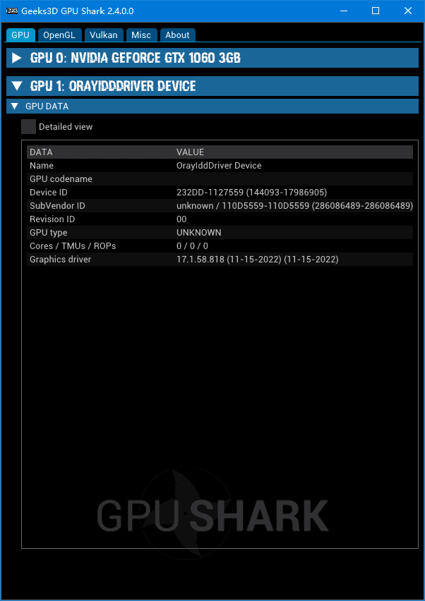GPU Shark 显卡监视工具软件截图