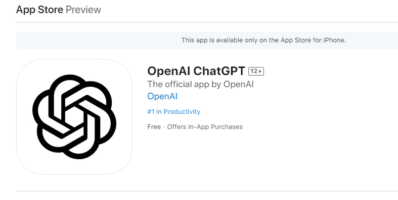 移动端ChatGPT来了！官方APP上线苹果商店 安卓版本也将很快推出,ChatGPT,主题,Android,工具,演示,OpenAI,开源,第1张